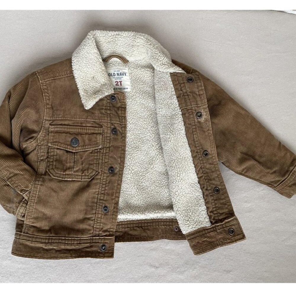 Old Navy Sherpa-Lined Corduroy Jacket – 2T – Camel Brown – Vintage 07